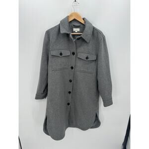 LOFT Womens Heather gray Wool Blend Long Coat Size S Pocket Winter Warm NWT